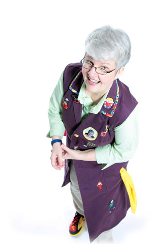 Gray-Haired Granny and her colorful coat